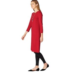 J. Jill Red Pointe Knit Shift Dress Size Small
